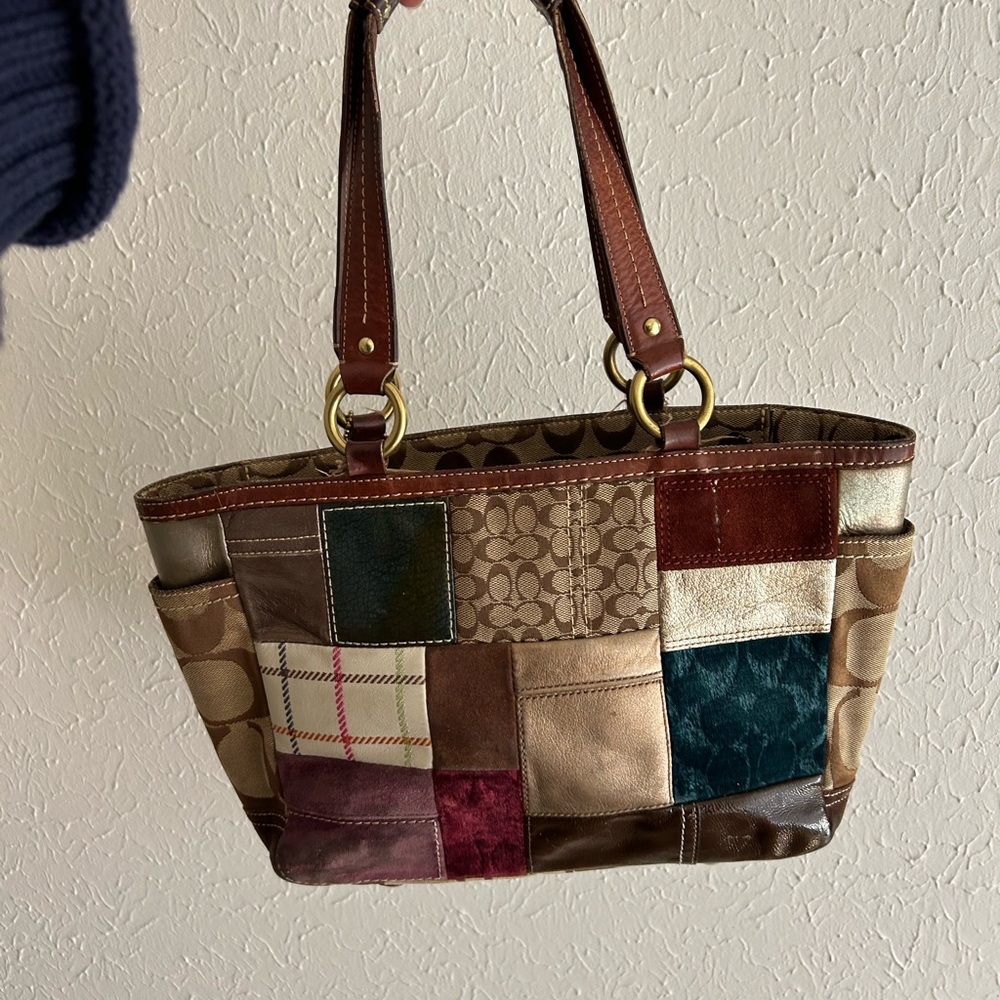 Coach Patchwork Leather Tote Bag - Multi Brown - image 3